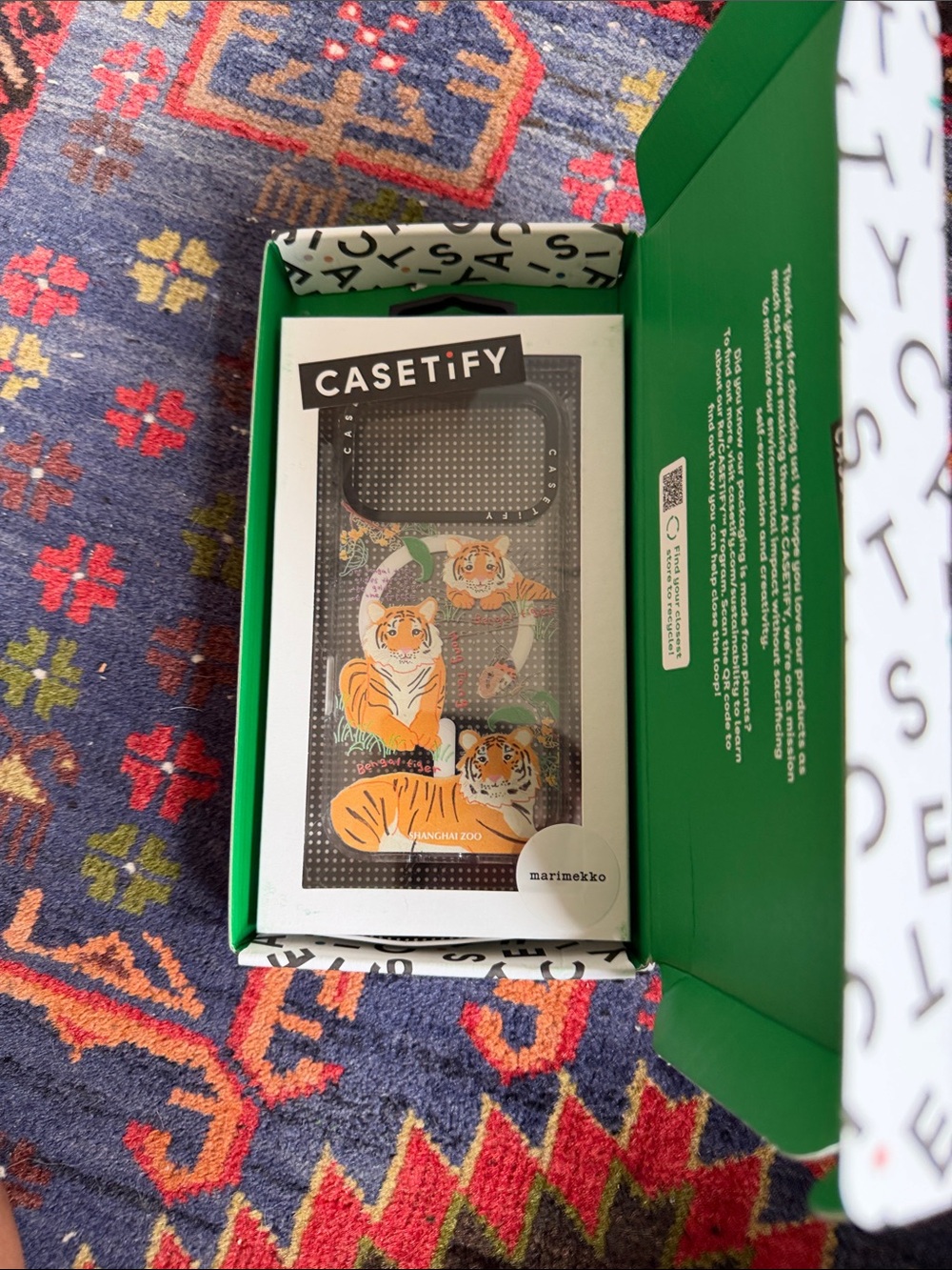 Casetify Clear Case with Orange Tiger Illustration and Green Accents